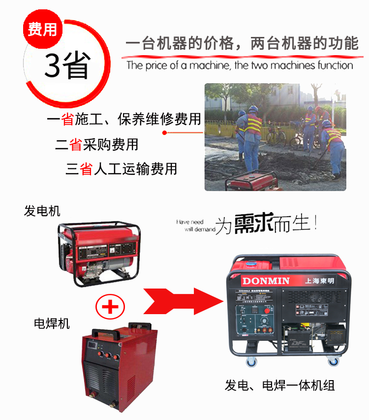 單相5KW柴油發電(diàn)電焊一體兩用機組特色 單相5KW柴油(yóu)發電電焊一體兩(liǎng)用機組特色