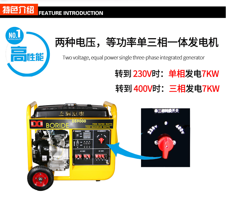 BR係列單三相(xiàng)7kw汽油發電機特色(sè) BR係列單三相7kw汽油發電(diàn)機特色